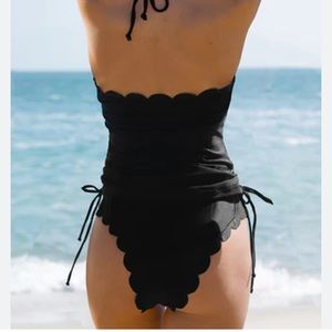 Beach Sissi Tankini Swimsuit Women’s X-LARGE Black 2- piece scalloped bottoms